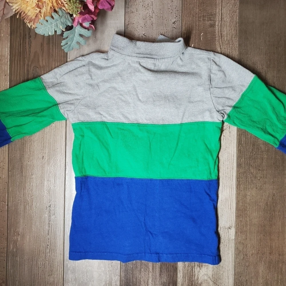 Gymboree 100% Cotton Colorblock Gray Green and Blue Dinosaur Polo Size 5T NWOT